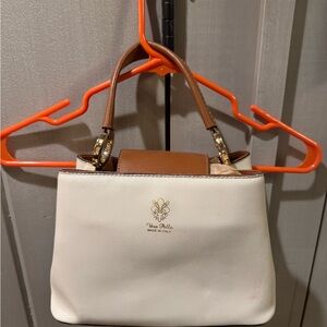 Vera Pelle handbag made in Italy Cream and Tan Leather